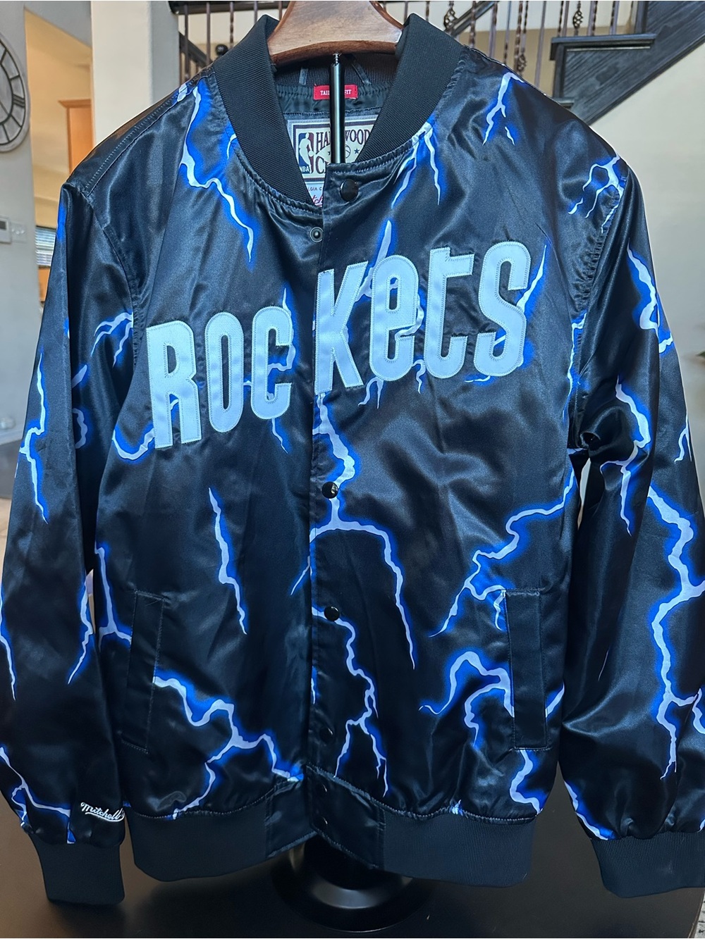 Mitchell & Ness Black Jacket with Blue Lightning Rockets
